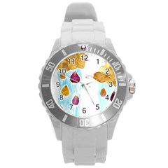 Rose Petal Shower Round Plastic Sport Watch (l) by okhismakingart