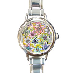 Bubble Flowers Round Italian Charm Watch by okhismakingart