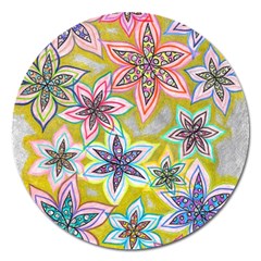 Bubble Flowers Magnet 5  (round) by okhismakingart