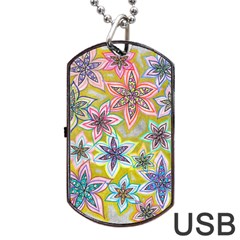 Bubble Flowers Dog Tag Usb Flash (one Side) by okhismakingart