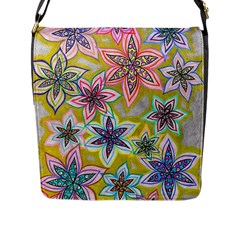 Bubble Flowers Flap Closure Messenger Bag (l) by okhismakingart