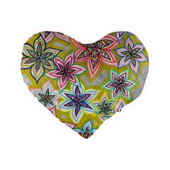 Bubble Flowers Standard 16  Premium Flano Heart Shape Cushions by okhismakingart