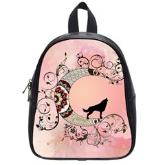 Wonderful Mandala Moon With Wolf School Bag (small) by FantasyWorld7