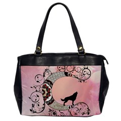 Wonderful Mandala Moon With Wolf Oversize Office Handbag by FantasyWorld7