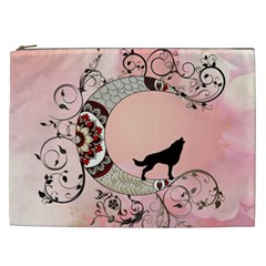 Wonderful Mandala Moon With Wolf Cosmetic Bag (xxl) by FantasyWorld7