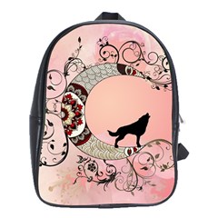 Wonderful Mandala Moon With Wolf School Bag (xl) by FantasyWorld7