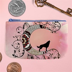 Wonderful Mandala Moon With Wolf Large Coin Purse by FantasyWorld7