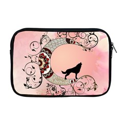 Wonderful Mandala Moon With Wolf Apple Macbook Pro 17  Zipper Case by FantasyWorld7