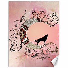 Wonderful Mandala Moon With Wolf Canvas 18  X 24  by FantasyWorld7