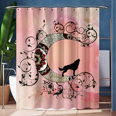 Wonderful Mandala Moon With Wolf Shower Curtain 60  X 72  (medium)  by FantasyWorld7