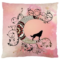 Wonderful Mandala Moon With Wolf Large Cushion Case (two Sides) by FantasyWorld7