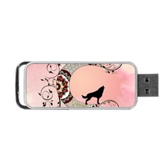 Wonderful Mandala Moon With Wolf Portable Usb Flash (one Side) by FantasyWorld7