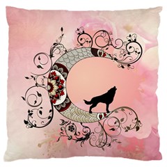 Wonderful Mandala Moon With Wolf Standard Flano Cushion Case (two Sides) by FantasyWorld7