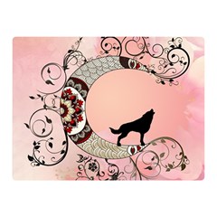 Wonderful Mandala Moon With Wolf Double Sided Flano Blanket (mini)  by FantasyWorld7