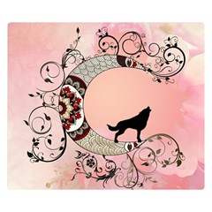 Wonderful Mandala Moon With Wolf Double Sided Flano Blanket (small)  by FantasyWorld7