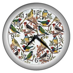 Vintage Birds Wall Clock (silver) by Valentinaart