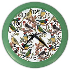 Vintage Birds Color Wall Clock by Valentinaart