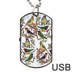 Vintage Birds Dog Tag Usb Flash (one Side) by Valentinaart