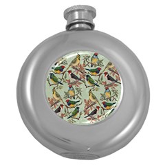 Vintage Birds Round Hip Flask (5 Oz) by Valentinaart