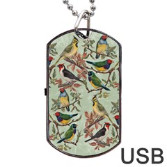 Vintage Birds Dog Tag Usb Flash (one Side) by Valentinaart