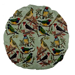 Vintage Birds Large 18  Premium Flano Round Cushions by Valentinaart