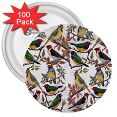 Vintage Birds 3  Buttons (100 Pack) 