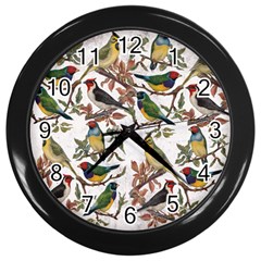 Vintage Birds Wall Clock (black) by Valentinaart