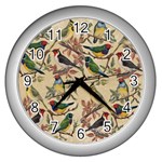 Vintage Birds Wall Clock (Silver) Front