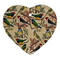 Vintage Birds Heart Ornament (Two Sides)