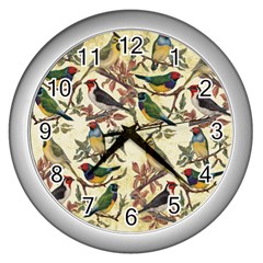 Vintage Birds Wall Clock (silver) by Valentinaart