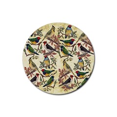 Vintage Birds Rubber Round Coaster (4 Pack)  by Valentinaart