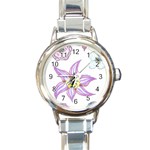 Flower and Insects Round Italian Charm Watch Front