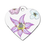 Flower and Insects Dog Tag Heart (Two Sides) Back