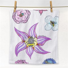 Flower And Insects Face Towel by okhismakingart