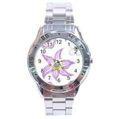 Flower And Insects Stainless Steel Analogue Watch by okhismakingart