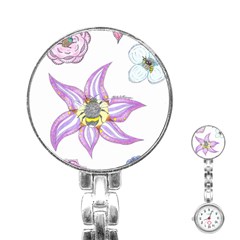 Flower And Insects Stainless Steel Nurses Watch by okhismakingart