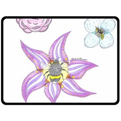 Flower And Insects Double Sided Fleece Blanket (large)  by okhismakingart