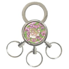 Fluffy Cat In A Garden  3-ring Key Chains by okhismakingart