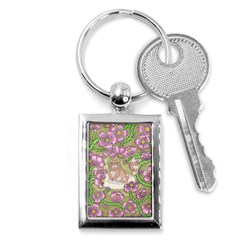 Fluffy Cat In A Garden  Key Chains (rectangle)  by okhismakingart