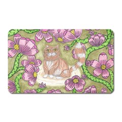 Fluffy Cat In A Garden  Magnet (rectangular) by okhismakingart