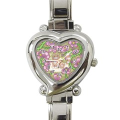 Fluffy Cat In A Garden  Heart Italian Charm Watch by okhismakingart