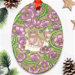 Fluffy Cat in a Garden  Oval Ornament (Two Sides) Front