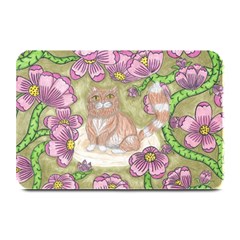 Fluffy Cat In A Garden  Plate Mats by okhismakingart