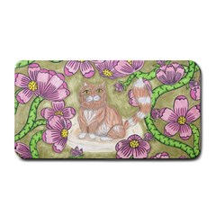 Fluffy Cat In A Garden  Medium Bar Mats by okhismakingart