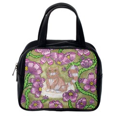 Fluffy Cat In A Garden  Classic Handbag (one Side) by okhismakingart