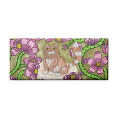 Fluffy Cat In A Garden  Hand Towel by okhismakingart