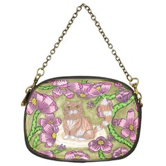 Fluffy Cat In A Garden  Chain Purse (two Sides) by okhismakingart