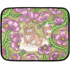 Fluffy Cat In A Garden  Fleece Blanket (mini) by okhismakingart