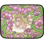 Fluffy Cat in a Garden  Fleece Blanket (Mini) 35 x27  Blanket