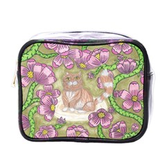 Fluffy Cat In A Garden  Mini Toiletries Bag (one Side) by okhismakingart